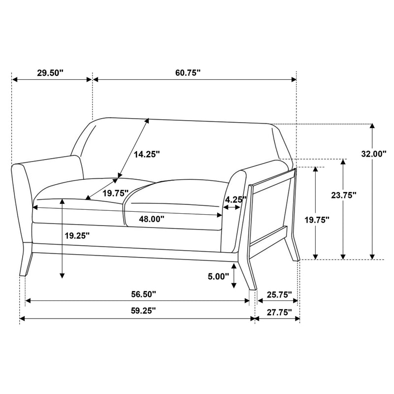 Vaughn Fabric Upholstered Flared Arm Loveseat Grey - 511072