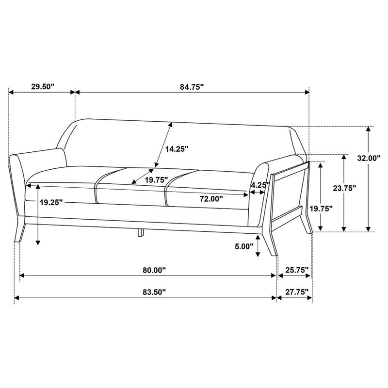 Vaughn Fabric Upholstered Flared Arm Sofa Grey - 511071