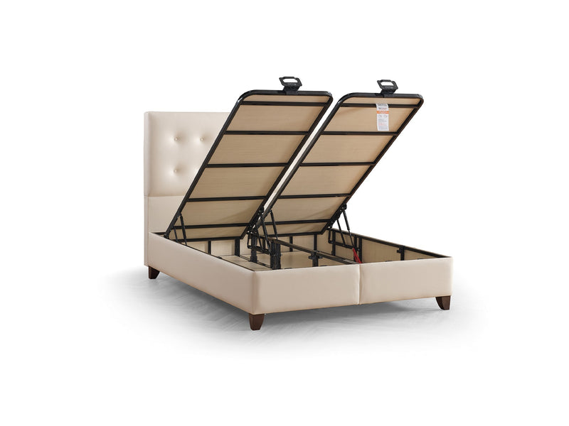 Vella Storage Bed With Headboard Beige - Full in Beige - 110-VEL-BEIVYN-140-SB