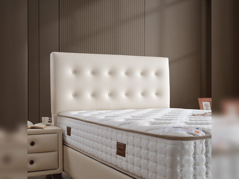 Vella Storage Bed With Headboard Beige - Queen in Beige - 110-VEL-BEIVYN-150-SB