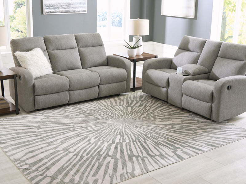 Verland Gray/White Washable 7'6" x 9'6" Area Rug - R407431