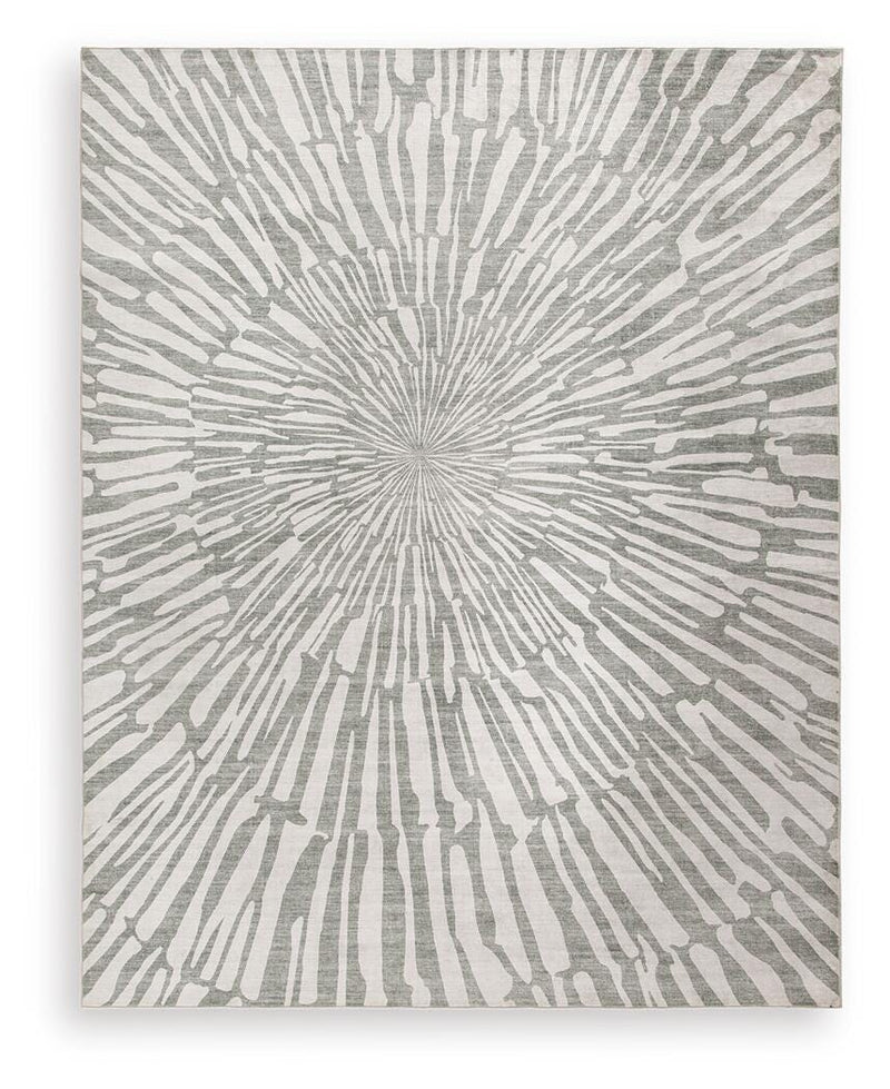 Verland Gray/White Washable 7'6" x 9'6" Area Rug - R407431