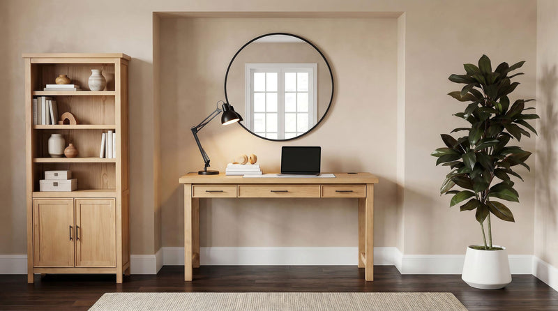 Vermes 55-inch 3-drawer Writing Desk with Power Outlet Light Ash - 802061