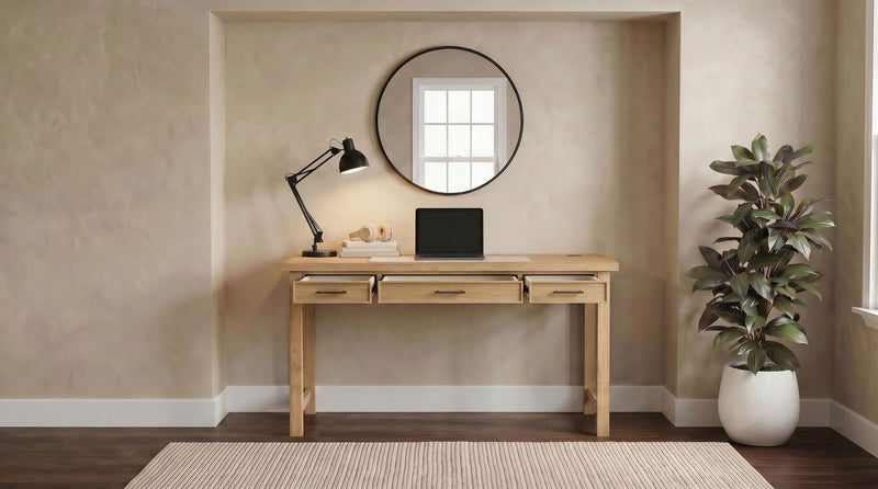 Vermes 55-inch 3-drawer Writing Desk with Power Outlet Light Ash - 802061