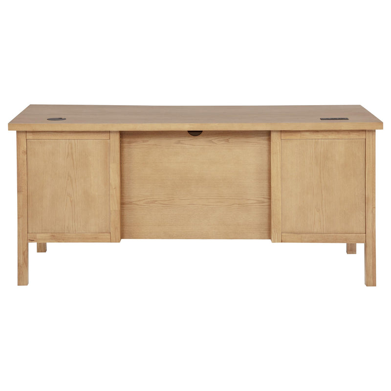 Vermes 66-inch 7-drawer Computer Desk with Power Outlet Light Ash - 802062