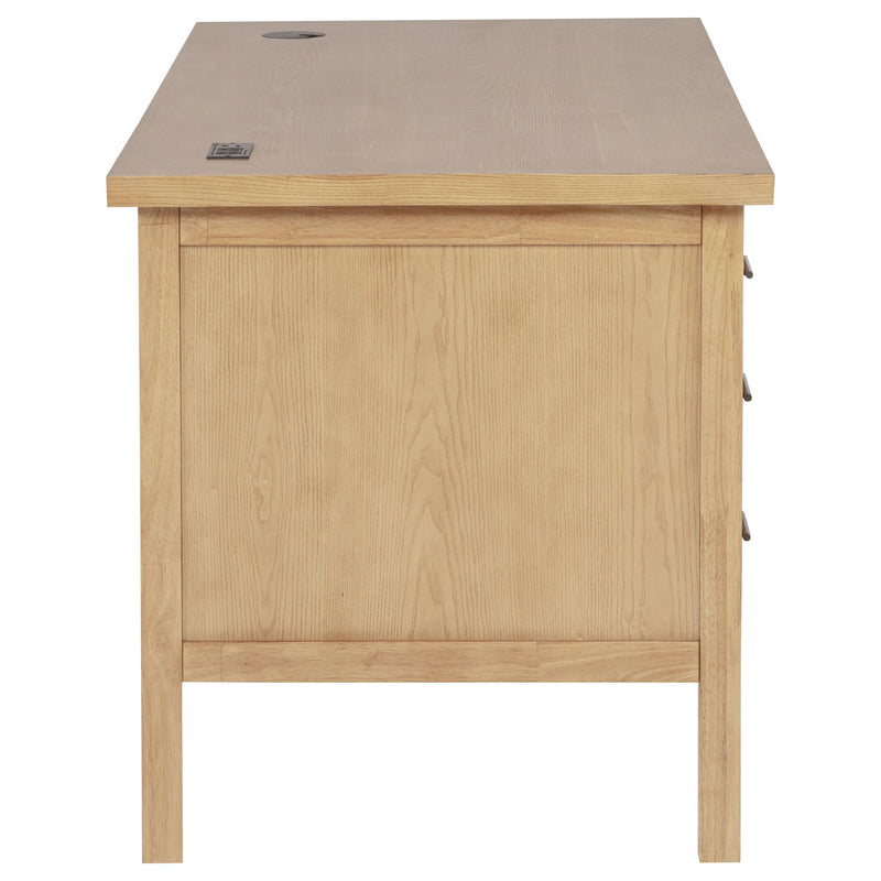 Vermes 66-inch 7-drawer Computer Desk with Power Outlet Light Ash - 802062