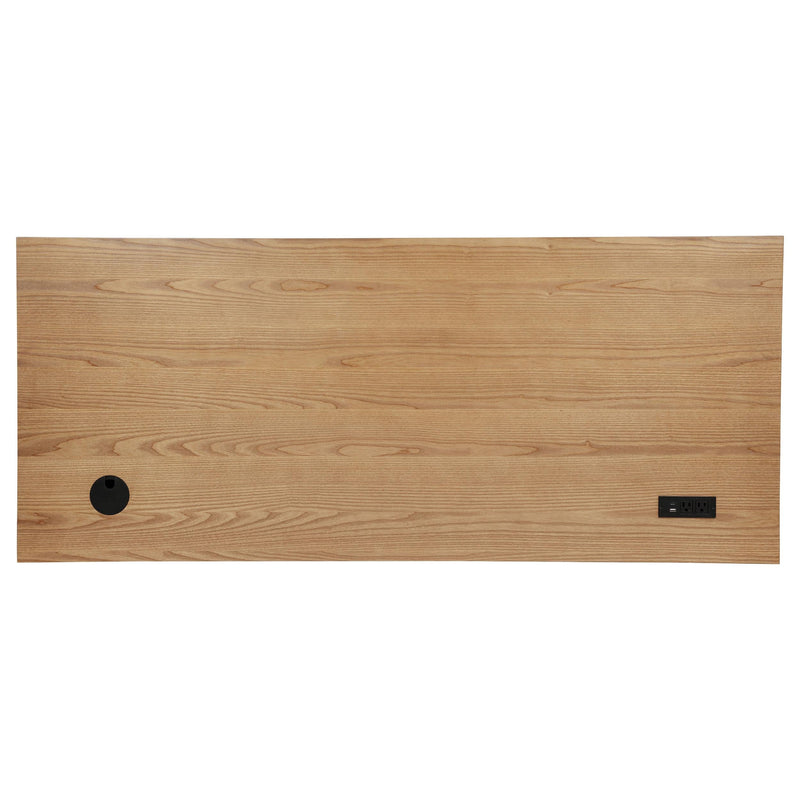 Vermes 66-inch 7-drawer Computer Desk with Power Outlet Light Ash - 802062