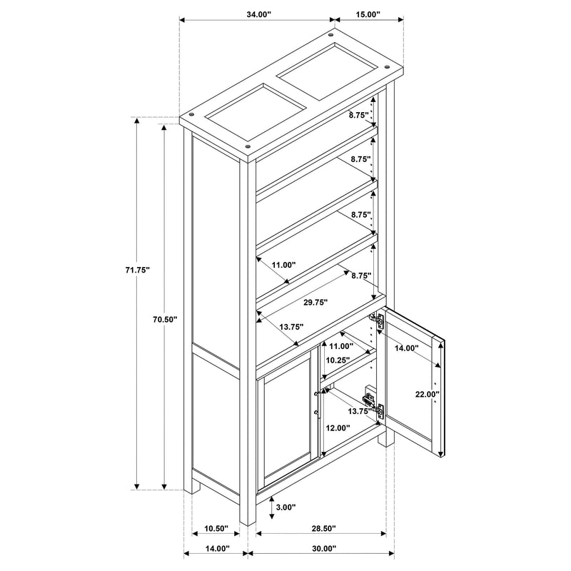 Vermes 72-inch 2-door Home Office Cabinet Bookcase Light Ash - 802063