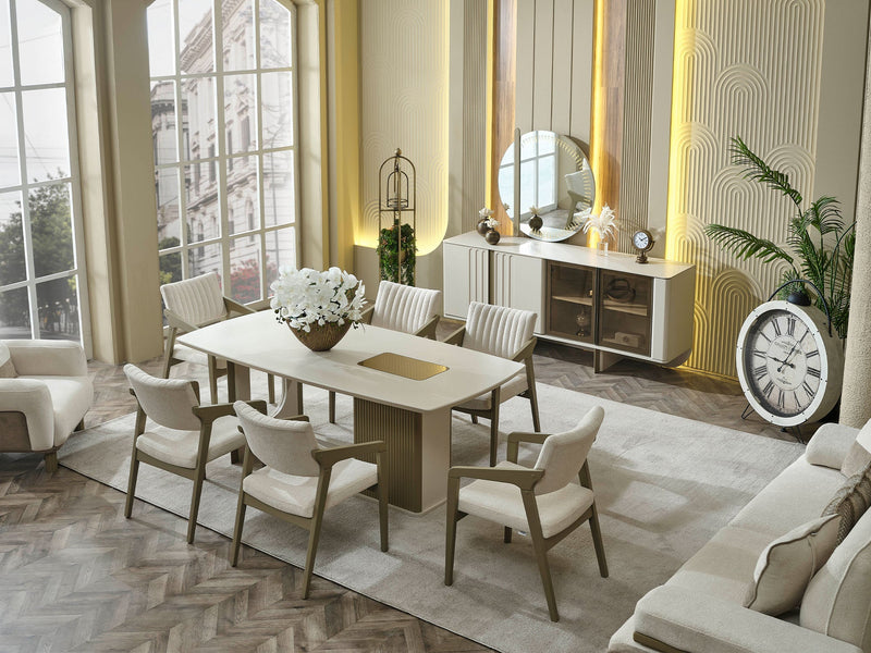 Verona Diningroom (Consol With Mirror & Dining Table & 6 Dining Chair) - 200-MAX-VER-DT-6-SET