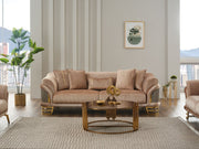 Versace 3-pieces (Sofa & Loveseat & Chair) Livingroom Set Beige in Beige - 101-VER-STAR14240-321