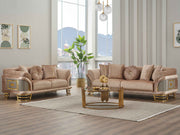 Versace 3-pieces (Sofa & Loveseat & Chair) Livingroom Set Beige in Beige - 101-VER-STAR14240-321