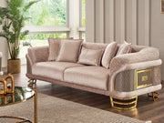 Versace 3-pieces (Sofa & Loveseat & Chair) Livingroom Set Cream in Cream - 101-VER-STAR13553-321
