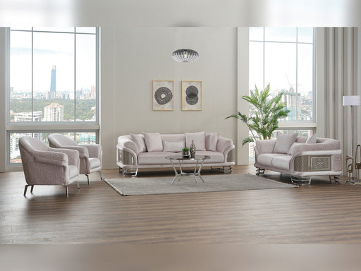 Versace 3-pieces (Sofa & Loveseat & Chair) Livingroom Set Light Grey in Light Grey - 101-VER-STAR14244-321