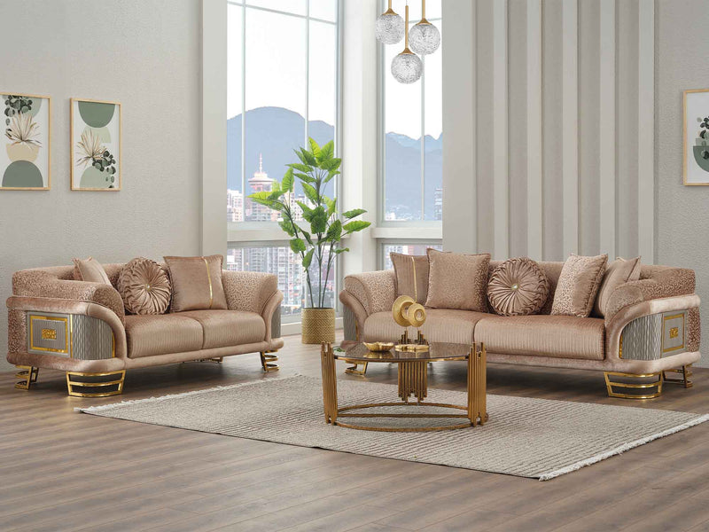 Versace Stationary Loveseat Beige in Beige - 101-VER-STAR14240-2