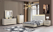 Viola Cream High Gloss Lacquer 4 pc Queen Bedroom Set - VIOLABEDROOM-4PCQ