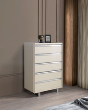 Viola Cream High Gloss Lacquer 4 pc Queen Bedroom Set - VIOLABEDROOM-4PCQ