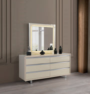 Viola Cream High Gloss Lacquer 4 pc Queen Bedroom Set - VIOLABEDROOM-4PCQ