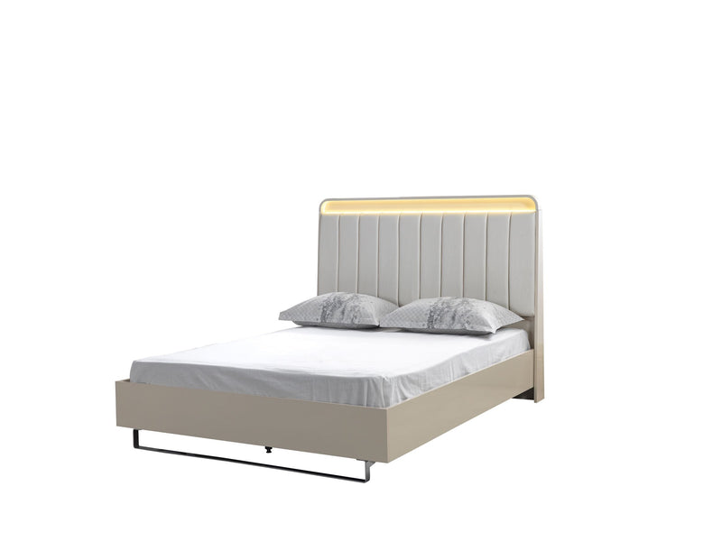 Viola Cream High Gloss Lacquer 4 pc Queen Bedroom Set - VIOLABEDROOM-4PCQ