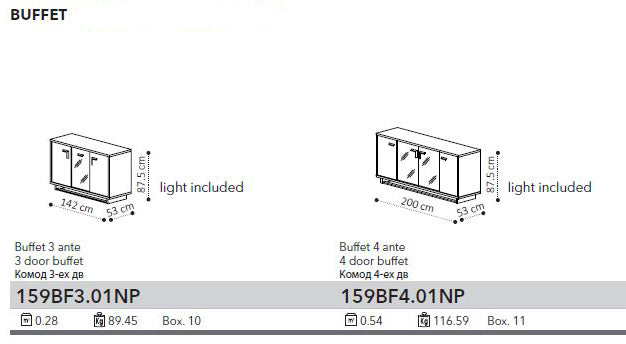 Volare 4 Door Buffet w/Mirror SET - p11664