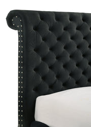 Voltare Black Queen Upholstered Fireplace Bed with TV Lift - DMV FurnitureQueen Bed