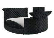 Voltare Black Queen Upholstered Fireplace Bed with TV Lift - DMV FurnitureQueen Bed