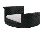Voltare Black Queen Upholstered Fireplace Bed with TV Lift - DMV FurnitureQueen Bed