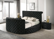 Voltare Black Queen Upholstered Fireplace Bed with TV Lift - DMV FurnitureQueen Bed