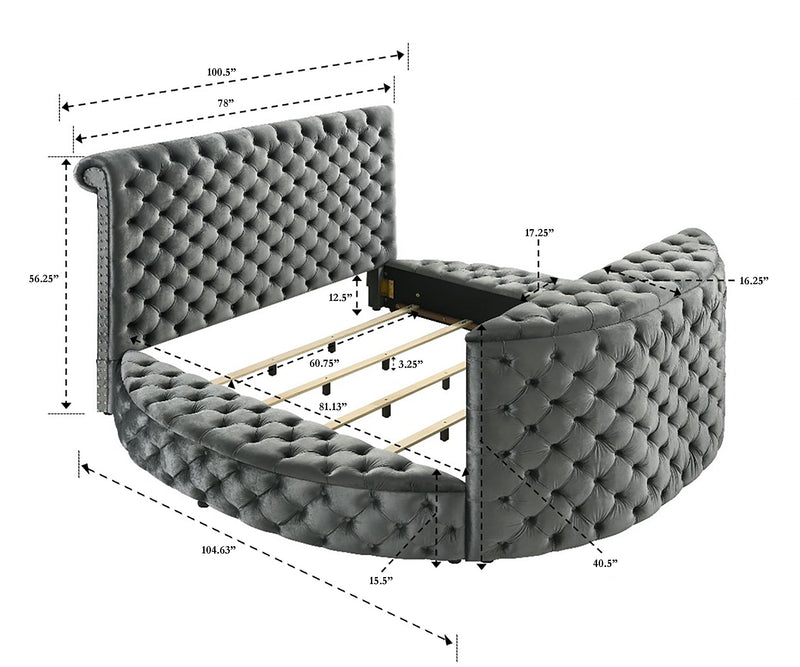 Voltare Black Queen Upholstered Fireplace Bed with TV Lift - DMV FurnitureQueen Bed