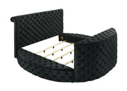 Voltare Black Queen Upholstered Fireplace Bed with TV Lift - DMV FurnitureQueen Bed