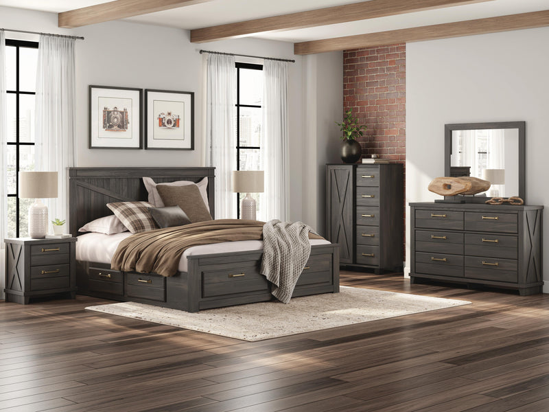 Vonitta Bay Dark Brown King Panel Storage Bed - PCB2648B28