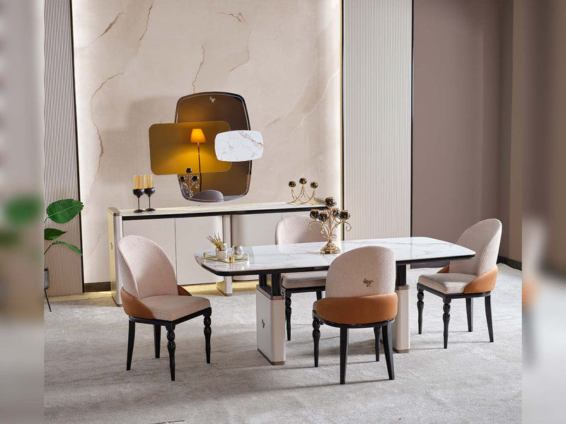 Voyance Diningroom (Consol & Mirror & Dining Table & 8 Dining Chair) - 115-VOY-DT-8-SET
