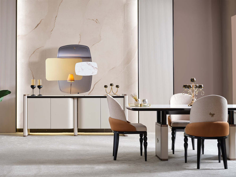 Voyance Diningroom (Consol & Mirror & Dining Table & 8 Dining Chair) - 115-VOY-DT-8-SET