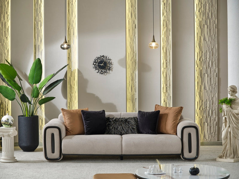 Voyance Stationary 4 Seat Sofa Beige in Beige - 101-VOY-MUM45-4