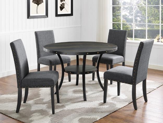 Wallace Gray/Black Round Dining Set - DMV FurnitureDining Room Set