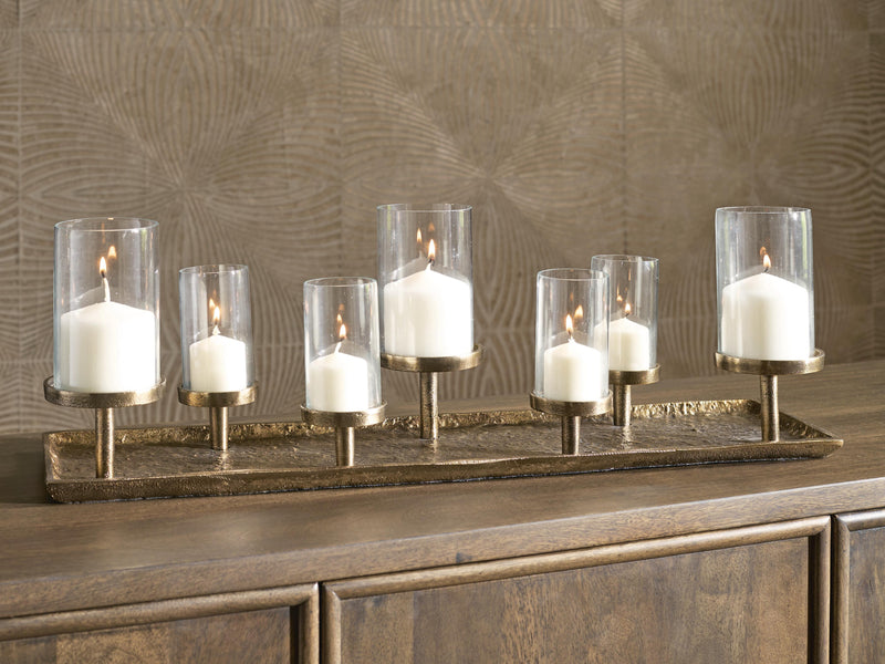 Wallmond Antique Brass Finish Candle Holder - A2000820