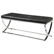 Walton Leatherette Upholstered Tufted Accent Bench Black - 501156
