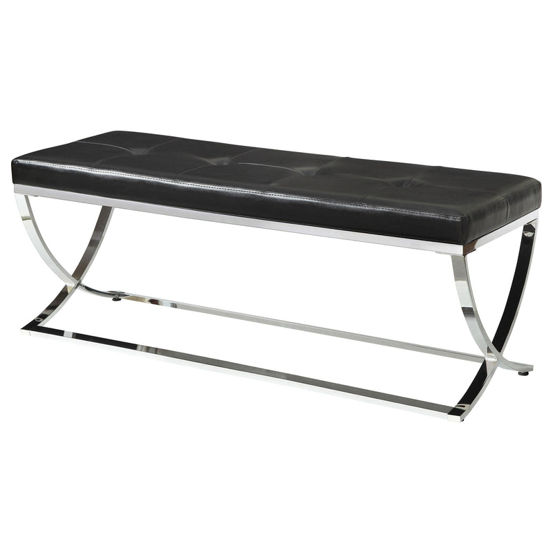 Walton Leatherette Upholstered Tufted Accent Bench Black - 501156