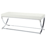 Walton Leatherette Upholstered Tufted Accent Bench White - 501157