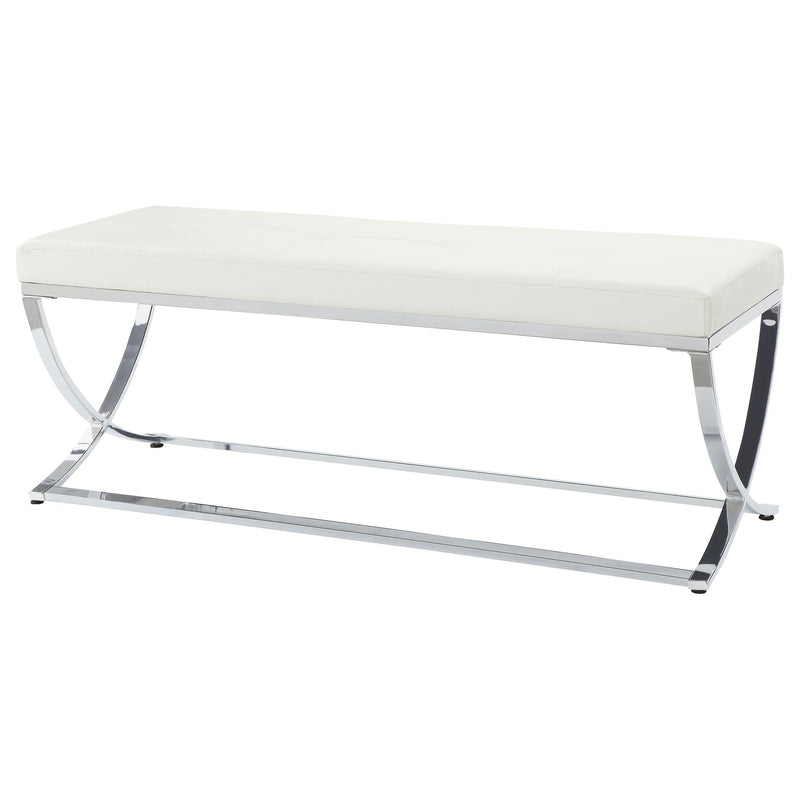 Walton Leatherette Upholstered Tufted Accent Bench White - 501157