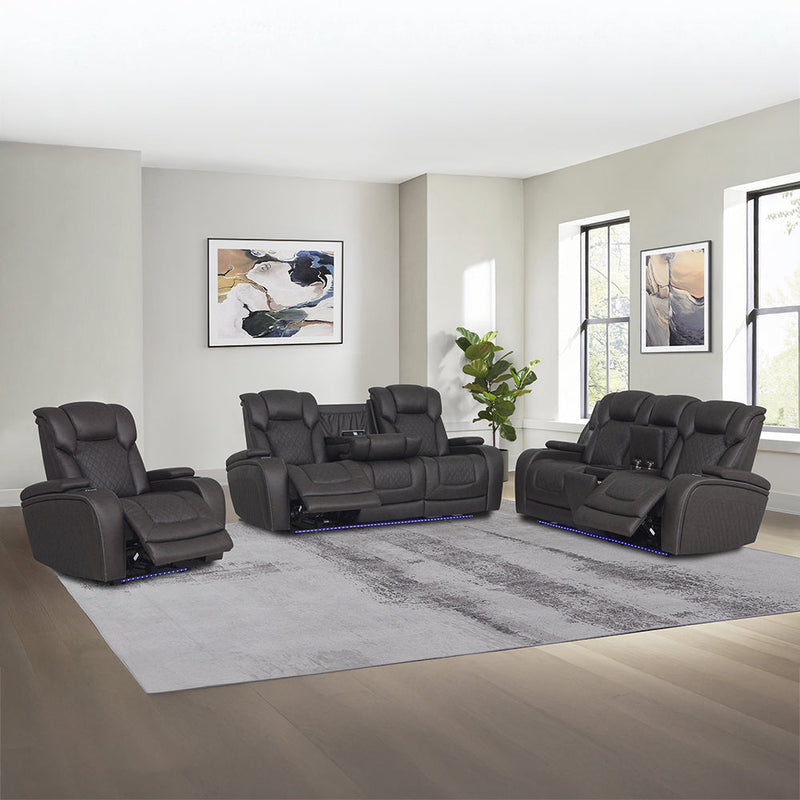 Wendell Power Motion Loveseat w/Console, Wireless Charger, Storage, USB & LED - LV06221