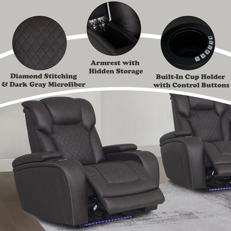 Wendell Power Motion Recliner w/Storage, USB & LED - LV06222