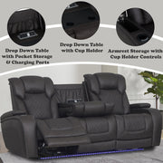Wendell Power Motion Sofa w/Dropdown Table, Storage, USB & LED - LV06220