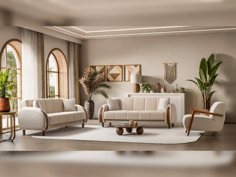 West 3-pieces (Sofa & Loveseat & Chair) Livingroom Set in Beige - 200-ST-WES-FLORIA05-321