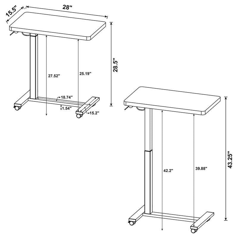 Westpark Pneumatic Adjustable C-Shape Side Table with Casters Mango - 930301