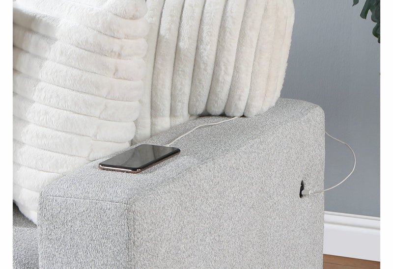 U0204 Light Grey/White Reversible Pull Out Sofa Bed - U0204-LT GREY/WHITE-REV PULL OUT SOFA BED