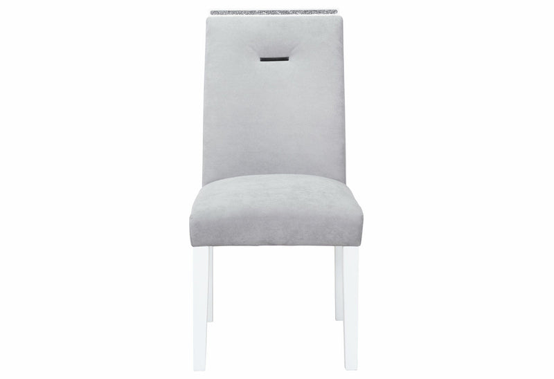 Monaco White Dining Table + Monaco Dining Chair - MONACO-WHITE-DT+MONACO-DC-GRY/WHT-N