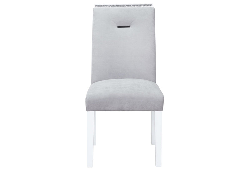 Monaco White Dining Table + 8 Monaco Dining Chair - MONACO-WHITE-DT+MONACO-DC-GRY/WHT-N 9PC