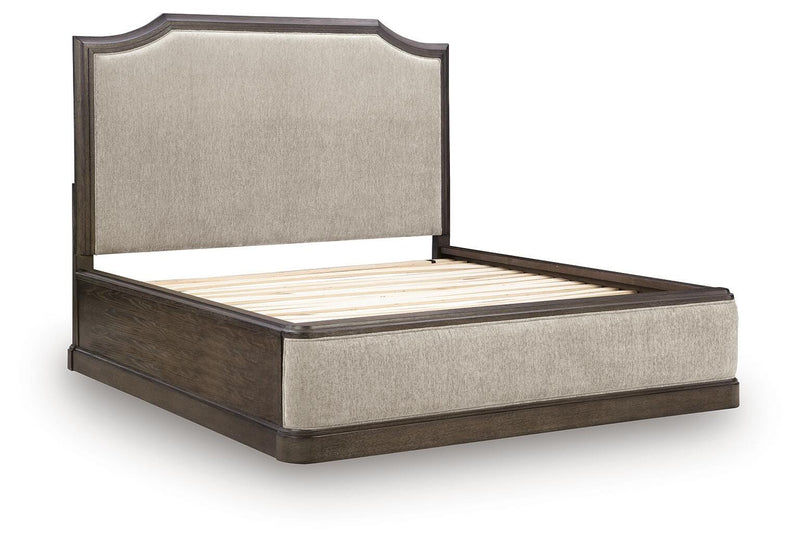 Wickenger Dark Brown California King Upholstered Panel Bed - PCB889B9