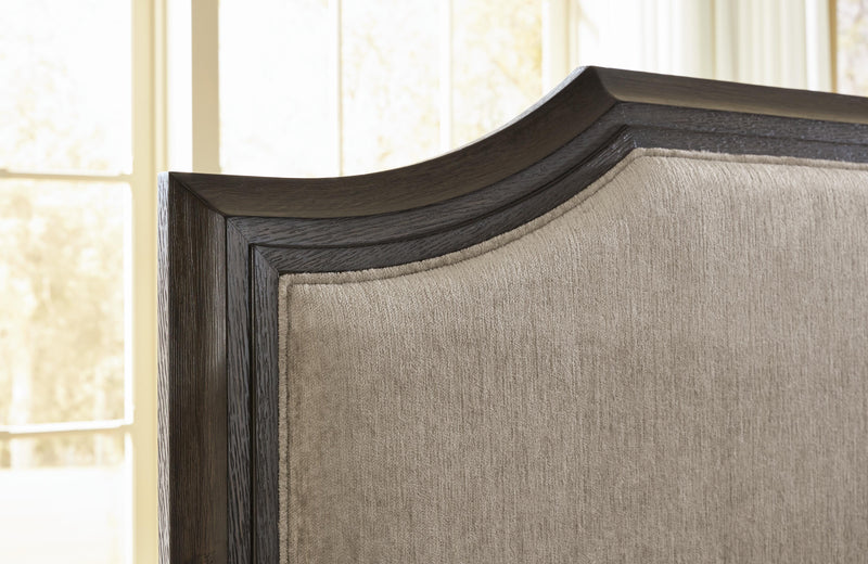 Wickenger Dark Brown California King Upholstered Panel Bed - PCB889B9