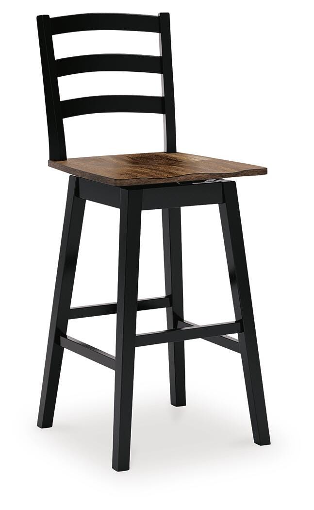 Wildenauer Brown/Black Bar Height Bar Stool, Set of 2 - D634-230